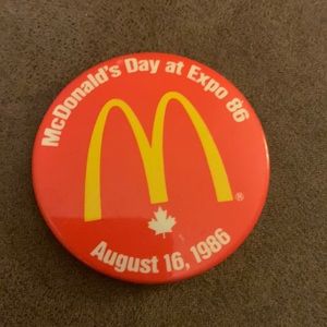 Vintage McDonald's Day At Expo 1986 Pinback Button Hat Pin
